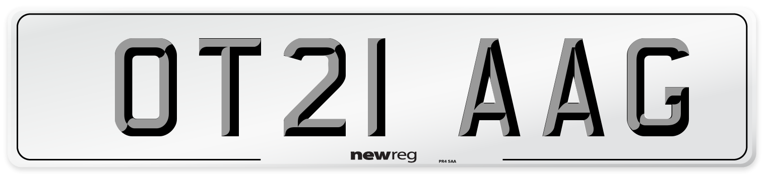OT21 AAG Number Plate from New Reg